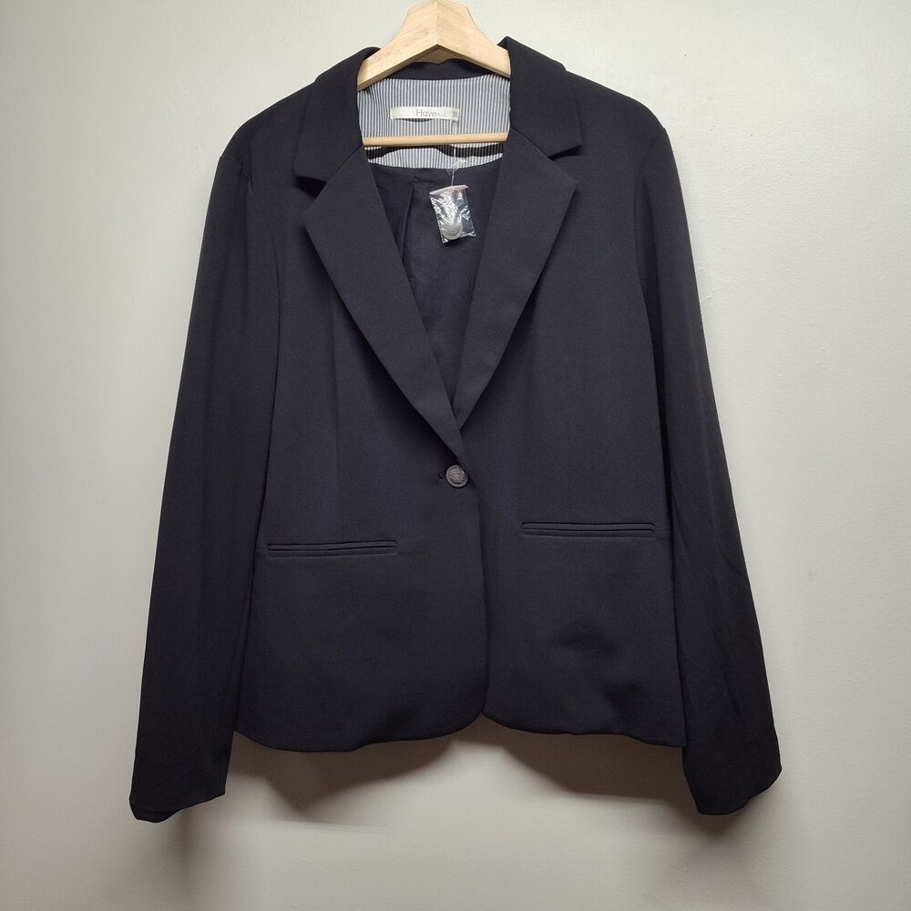 Have Plus Blazer Jacket Women Size 3X Black One Button Business Workwear Office